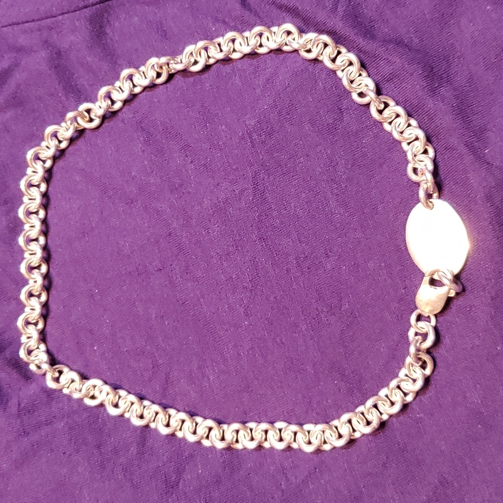 Silver Toggle Necklace with oval Pendant - Picture 6 of 16